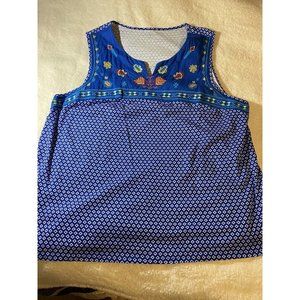 kim rogers 3x Sleeveless Top Blue embroidered